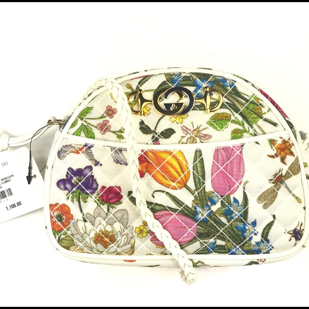 Gucci #534951 Flora Quilted Canvas Mini Crossbody